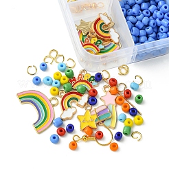 Rainbow Color Seed Beads DIY Earring Making Kits&nbsp;DIY-FS0006-68