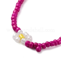 Glass Flower Beaded Necklace&nbsp;NJEW-Z029-03D