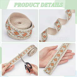 8 yards 4 styles Flat Embroidery Flower & Rhombus Polyester Ribbons&nbsp;OCOR-WR0001-16