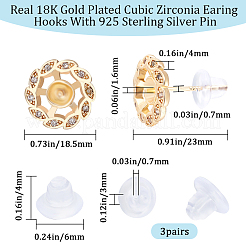 6Pcs Brass Micro Pave Cubic Zirconia Stud Earrings Settings&nbsp;KK-BBC0008-69B