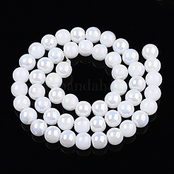Electroplate Imitation Jade Glass Beads Strands&nbsp;GLAA-T032-J8mm-AB01