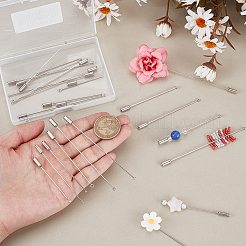 30Pcs 6 Styles Stainless Steel Flat Head Brooch Findings and Brass Ball Head Pins Brooch Findings with Plug&nbsp;FIND-GA0007-42