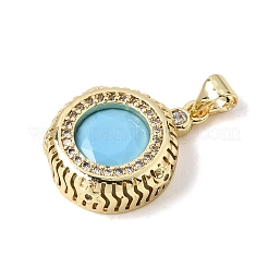 Brass Pave Cubic Zirconia Pendants&nbsp;KK-CBA960E-07G