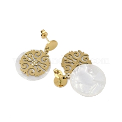 Ion Plating(IP) 304 Stainless Steel Flat Round Stud Earrings for Women&nbsp;EJEW-K281-24G