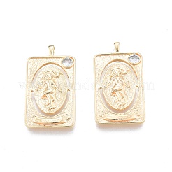 Brass Micro Pave Clear Cubic Zirconia Pendants&nbsp;KK-G432-19G