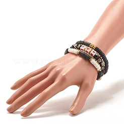 5Pcs 5 Style Polymer Clay Heishi Beaded Stretch Bracelets Set&nbsp;BJEW-JB07532-01