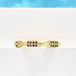 Brass Micro Pave Cubic Zirconia Cuff Rings for Women&nbsp;RJEW-H247-08G