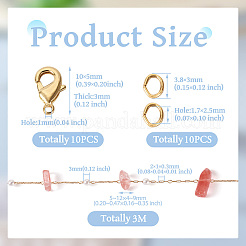 3m Natural Rose Quartz Chips & ABS Plastic Imitation Pearl Beaded Chains Necklace Making Kits&nbsp;CHC-TA0001-30B