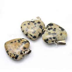 Heart Natural Dalmatian Jasper Pendants&nbsp;G-Q438-04