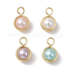 Shell Pearl Round Copper Wire Wrapped Pendants&nbsp;PALLOY-JF03258