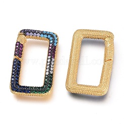 Brass Micro Pave Cubic Zirconia Spring Gate Rings&nbsp;KK-M206-07G-01
