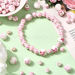 3 Styles Floral Printed Porcelain Beads&nbsp;PORC-SP0001-08