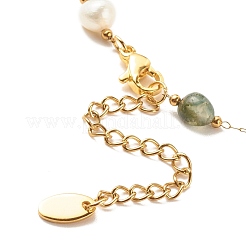 Natural Moss Agate & Pearl Beaded Anklet&nbsp;AJEW-AN00500-01
