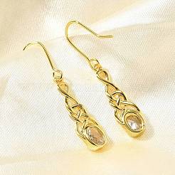 Oval Brass Micro Pave Clear Cubic Zirconia Stud Earrings&nbsp;EJEW-R018-05G