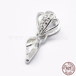 Anti-Tarnish Rhodium Plated 925 Sterling Silver Micro Pave Cubic Zirconia Pendant Bails&nbsp;STER-E053-27P