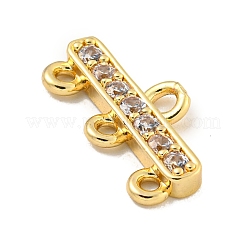 Rack Plating Brass Micro Pave Clear Cubic Zirconia Rectangle Chandelier Component Links&nbsp;KKB-L215-037LG