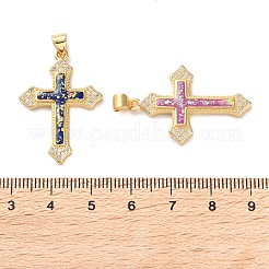 Brass Micro Pave Clear Cubic Zirconia Pendants&nbsp;KK-S048-06G