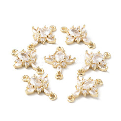 Brass Pave Clear Cubic Zirconia Connector Charms&nbsp;X-KK-G462-04KCG