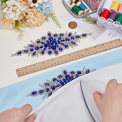 Flower Polyester & Rhinestone Embroider Thread Iron on/Sew On Patches&nbsp;AJEW-WH0596-454