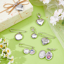 7Pcs 316 Stainless Steel Locket Pendant Brooches&nbsp;JEWB-FH00050