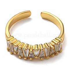Rack Plating Brass Open Cuff Rings with Cubic Zirconia&nbsp;KK-D026-37G