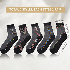 5Pairs Flower Chinlon Glass Silk Socks for Women&nbsp;AJEW-WH20088-007