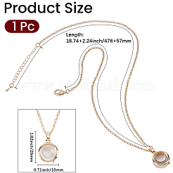 1Pc Alloy Glass Photo Frame Living Memory Floating Locket Pendant Rolo Chain Necklaces for Women&nbsp;NJEW-BM0001-01A
