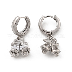 Brass Micro Pave Clear Cubic Zirconia Hoop Earrings&nbsp;EJEW-R016-06P