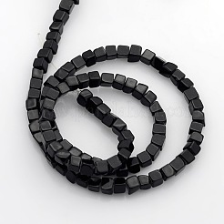 Cube Natural Black Stone Beads Strands&nbsp;G-P057-01