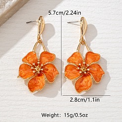 Flower Iron & Enamel Dangle Stud Earrings&nbsp;FS-WG46819-01