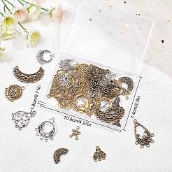 60Pcs 15 Style Tibetan Style Alloy Chandelier Components Links&nbsp;TIBE-SC0001-73
