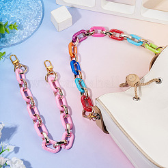 2Pcs 2 Colors Opaque Acrylic and CCB Plastic Link Chains Bag Handles&nbsp;AJEW-TA00050
