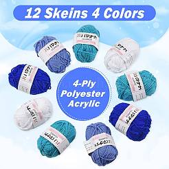 12 Skeins 4 Colors 4-Ply 59.7%Polyester & 40.3%Acrylic Fiber Yarn for Tufting Gun Rugs&nbsp;OCOR-FS0001-07D