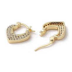 Brass with Cubic Zirconia Heart Hoop Earrings&nbsp;EJEW-K247-07G
