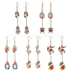 5 Pairs 5 Styles Christmas Theme Alloy Enamel Dangle Earrings&nbsp;EJEW-JE06563