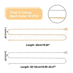 20Pcs 2 Style 304 Stainless Steel Cable Chain Necklaces Set for Men Women&nbsp;NJEW-NB0001-04