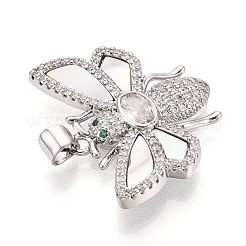 Brass Micro Pave Clear Cubic Zirconia Pendants&nbsp;KK-N268-61P