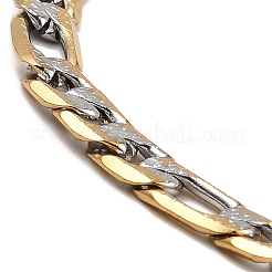 Two Tone PVD Vacuum Plating 304 Stainless Steel Cuban Link Chain Bracelets&nbsp;BJEW-K231-02GP