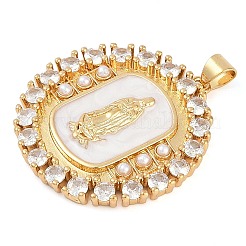 Rack Plating Brass Micro Pave Clear Cubic Zirconia Pendants&nbsp;KK-P287-36D-G
