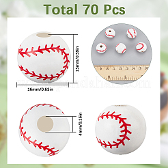 70Pcs Painted Natural Wood European Beads&nbsp;WOOD-SC0002-02