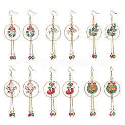 6 Pairs 6 Styles Christmas Theme Alloy Enamel Dangle Earrings&nbsp;EJEW-JE06560