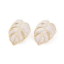 Ion Plating(IP) 304 Stainless Steel Leaf Stud Earrings&nbsp;EJEW-Z068-37G-01