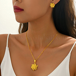 Brass Flower Pendant Necklace & Stud Earrings Sets for Women&nbsp;VQ9013