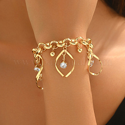 Iron Pave Clear Cubic Zirconia Hollow Teardrop Charm Bracelets for Women Party Daily Wear&nbsp;TT1421
