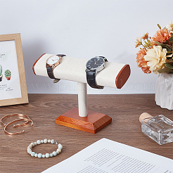 T-Shaped Bar Wood Covered with Faux Suede Bracelet Display Stands&nbsp;BDIS-WH0007-07A