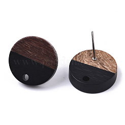 Resin & Walnut Wood Stud Earring Findings&nbsp;MAK-N032-003A-B01