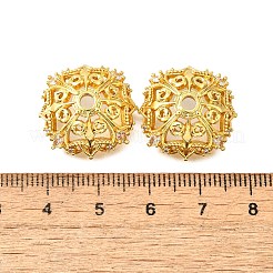 Flower Brass Clear Cubic Zirconia Bead Caps&nbsp;KK-V008-02G