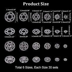 180 Sets 6 Style Sewing Snap Button&nbsp;AJEW-NB0003-47