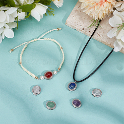 6Pcs 6 Styles Brass Pave Natural Amethyst & Rose Quartz & White Agate & Green Aventurine & Carnelian & Lapis Lazuli Multi-Strand Links&nbsp;KK-BC0015-16