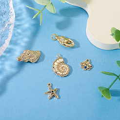 5Pcs 5 Styles Brass Micro Pave Cubic Zirconia Charms&nbsp;KK-TA0003-29